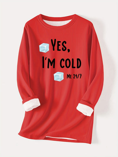 Fashionable and Cozy: Letter Ice Print Pullover Sweatshirt for Women's Fall/Winter Wardrobe