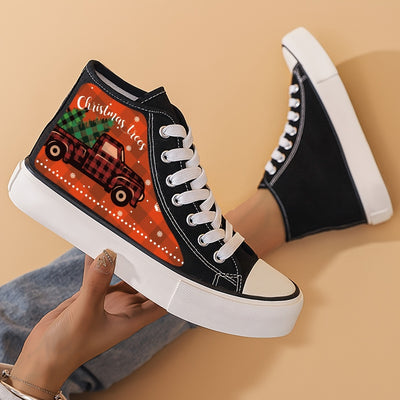 Women's Cartoon Print High Top Canvas Shoes: Stylish, Comfy, and Lightweight