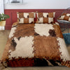 Fur Pattern Stitching Print Rustic Cowhide Style Duvet Cover Set for Your Bedroom or Guest Room (1*Duvet Cover + 2*Pillowcases, Without Core)