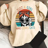 Playful Purrfection: Women's Plus Size Casual Sweatshirt with Funny Cat Slogan Print for Fall/Winter Fashion