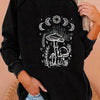 Mushroom adn Moon Print Sweatshirt, Long Sleeve Crew Neck Pullover Sweatshirt, Casual Tops For Fall & Winter, Women's Clothing