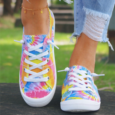 Trendy Colorful Tie-Dye Women's Canvas Shoes - Comfortable and Stylish Low Top Shoes