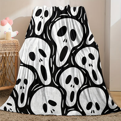 Spooktacular Ghost Halloween Throw Blanket: The Perfect Gift for a Cute and Cozy Halloween Season!