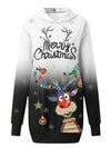 Festive Christmas Elk Print Hooded Long Sweatshirt: Stay Cozy and Stylish with this Women's Clothing Essential!