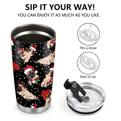 Festive Flair: 20oz Cute Christmas Dog Tumbler - Ideal Holiday Gift for All!