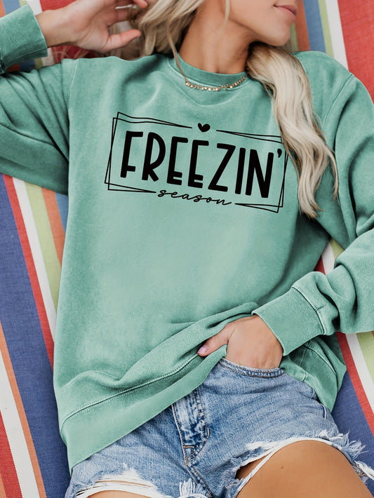 Stay cozy and stylish this fall/winter with our women's letter print pullover sweatshirt. Crafted with comfort in mind, this sweatshirt features a trendy letter print design to elevate your fashion game. Perfect for colder days, this sweatshirt is a must-have addition to any wardrobe.