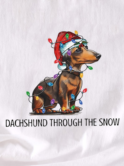 Casual Christmas Dog Print Crew Neck T-Shirt: A Stylish and Playful Addition to Your Spring/Summer Wardrobe