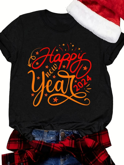 New Year Letter Print T-Shirt: Celebrate with Style!