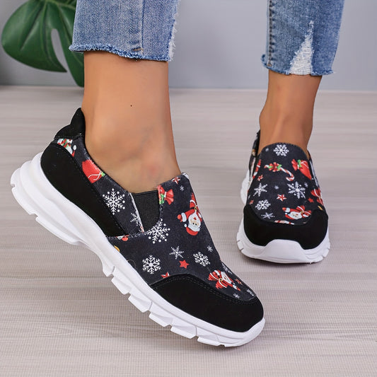 Womens Cartoon Santa Claus Print Sneakers are perfect for the holidays! These stylish shoes provide comfort with a festive twist, featuring a cartoon Santa Claus print and a cushioned sole. They're the perfect Christmas accessory for your wardrobe!