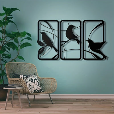 Exquisite Paradise Bird Metal Wall Art Trio: A Stunning Piece for Home Decoration