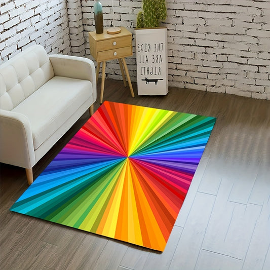 This luxuriously soft area rug from Rainbow Dreams can transform your living space with its vibrant colors and plush velvet feel. Crafted with anti-slip silk fabric, it's the perfect addition to bring warmth and comfort to your home.