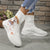 Women's Cartoon Deer Print Knit Boots: Stylish Slip-On High-Top Shoes for Casual Outdoor Comfort