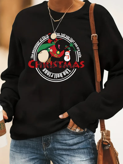 Cozy Christmas Santa Letter Print Sweatshirt: Stylish and Adorable Long-Sleeve Crew Neck for Women's Clothing