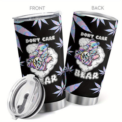 Adorable 20oz Bear Pattern Tumbler: The Perfect Stainless Steel Coffee Cup for Bear Lovers!