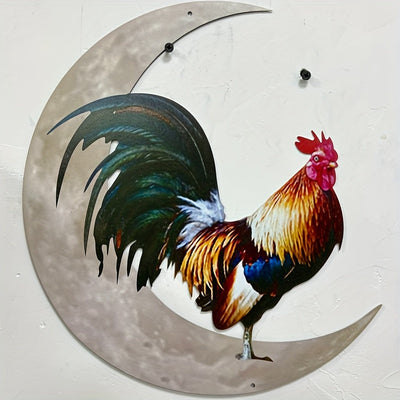 Moon Rooster Metal Art Ornaments: Stunning Wrought Iron Crafts for Enchanting Outdoor Garden Decorations