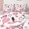 Paris Symbols: Romantic Travel Couple Duvet Cover Set for a Luxurious Hotel-Style Guest Room(1*Duvet Cover + 2*Pillowcases, Without Core)