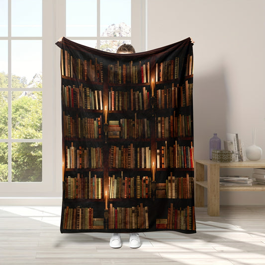 Bring a BOOKSHELF-INSPIRED design to your sofa and bed with this cozy Printed Flannel Blanket. This 100% polyester blanket is ultra-soft and durable, making it perfect for snuggling up on cold days. With an impressive range of digital printing designs, you'll love the personal touch this cozy blanket adds to your home.