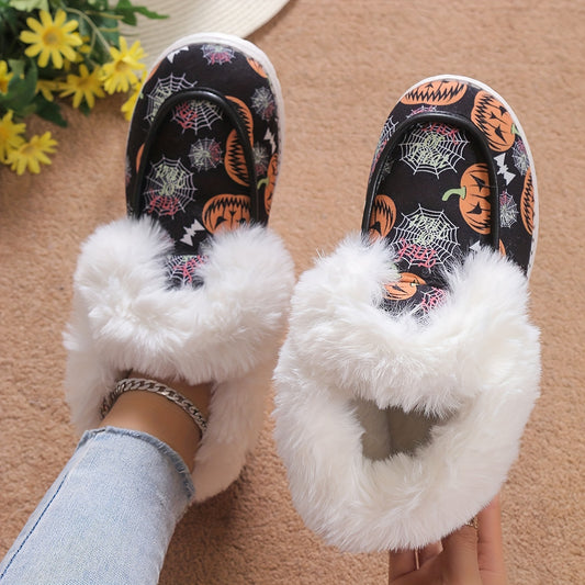 Stay warm and stylish this Halloween season with these Cozy and Chic women's Pumpkin Pattern Fluffy Boots. The super-soft material and finely crafted design make them perfect for keeping your feet comfortable all day. Keep your feet toasty and your look stylish with these statement boots.