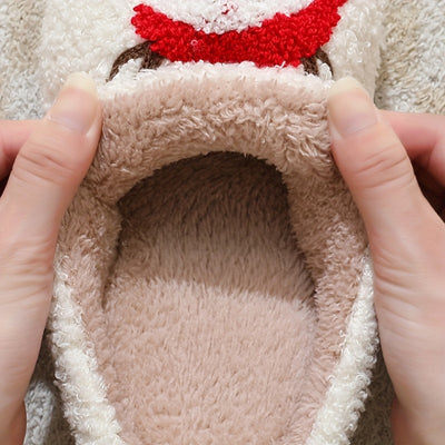 Cozy Cartoon Santa Claus Print Slippers: Cute and Warm Home Shoes for Christmas