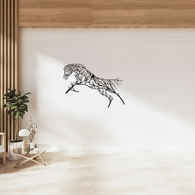 Rustic Elegance: Iron Horse Branch Wall Decoration - Metal Horse Silhouette Craft for Living Room, Bedroom, Study, or Outdoor Spaces