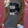 New Year, New Me: Women's Casual Crew Neck Long Sleeve Top with Print Design