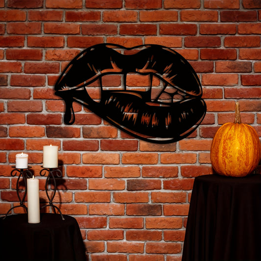 Decorate your home or garden with this spooky and unique metal art piece. The Blood Dripping Vampire Metal Art Lips are a perfect addition to any Halloween décor, adding a creepy, yet stylish touch of Halloween spirit. The durable steel construction is built to last, giving you a statement piece that you can enjoy year after year.