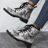 Glamorous Women's Gothic Ankle Boots: Chunky Low Heel Lace-Up Combat Boots for a Bold Style Statement