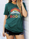 Vibrant Letter Book Print T-Shirt: A Stylish Casual Top for Women's Spring/Summer Wardrobe