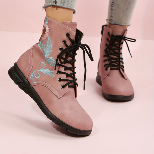 Floral Delight: Women's Embroidered Short Boots for Fashionable Comfort