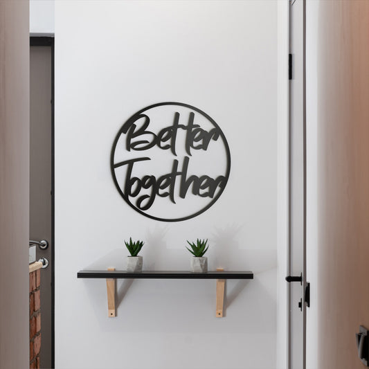 This Better Together Metal Art Sign is the perfect addition to any home. Featuring minimalist line art, it is a stylish and timeless piece. Durable and lightweight, it is easy to hang and makes a great housewarming gift.