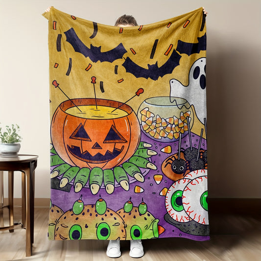 Keep the spirit of Halloween alive all year round with this cozy, lightweight flannel blanket. Featuring print artwork of your favorite Halloween characters, it's an ideal way to keep warm and display your love for the spookiest season. Perfect for cuddling up at home or taking a nap outdoors.