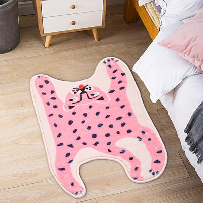 This Cartoon Leopard bath rug is crafted with soft, absorbent microfiber fabric for optimal comfort and safety. The non-slip backing prevents it from sliding on tiled and hardwood floors. With this rug, you can keep your home, kitchen, and bathroom dry and stylish.