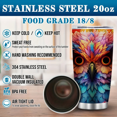 20oz Whimsical Owl Stainless Steel Tumbler - Vacuum Insulated Travel Mug for Women, Perfect Teacher Gift