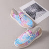 Stylish Colorful Printed Women's Tie Dye Sneakers - Comfortable Low Top Canvas Shoes for Outdoor Flats