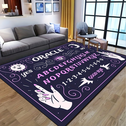 Make your Halloween décor last year-round with this Wicked Game Divination Rug. Featuring a waterproof, non-slip design, it's the perfect choice for both indoor and outdoor use. Enjoy the versatility of this rug knowing that it stays in place no matter the weather.