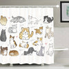 Adorable Cat Pattern Shower Curtain: Waterproof, Funny & Decorative Bathroom Accessory with Hooks