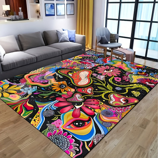 Our Enchanting Mushroom Area Rug is the perfect addition to your home. This eye-catching and durable rug is non-slip resistant, waterproof, and machine washable, giving you peace of mind while adding an elegant touch to your living space.