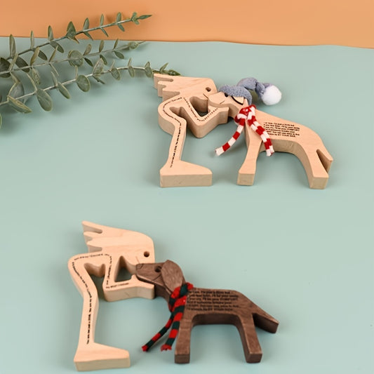 Charming Wooden Souvenir Decorations: Deepening the Bond of Pet Friendship with the Little Boy Dog's Deep Love Crosseye Series - Creative Home and Office Desktop Décor