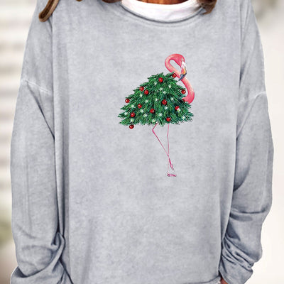 Festive Christmas Print Sweatshirt: Stylish and Comfortable Women's Casual Long Sleeve Crew Neck Sweatshirt