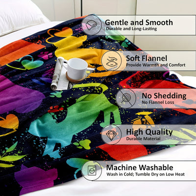 Colorful Kitten Flannel Throw Blanket: Cozy and Charming for Couch, Bed, Sofa, Car, Office, Camping, and Travelling