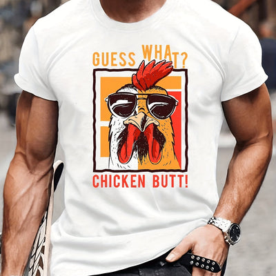 Funky Fowls: Men's Casual Trendy Chicken Print T-shirt – Hip Hop Tees for Summer Holiday Gift