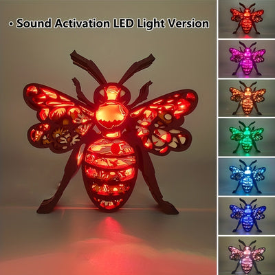 Bee 3D Wooden Art Carving: A Charming Home Decoration and Unique Holiday Gift with Artistic Night Light - Perfect for Mother's Day!