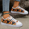 Halloween Pattern Canvas Shoes, Comfortable Women's Canvas Shoes with Lace-Up Closure and Round Toe