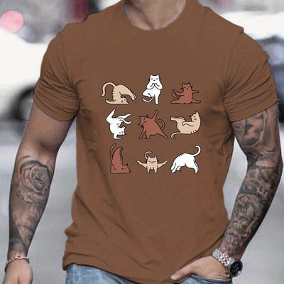Cute Cats Pattern Print Men's Graphic Tee: A Playful Addition to Your Summer Wardrobe