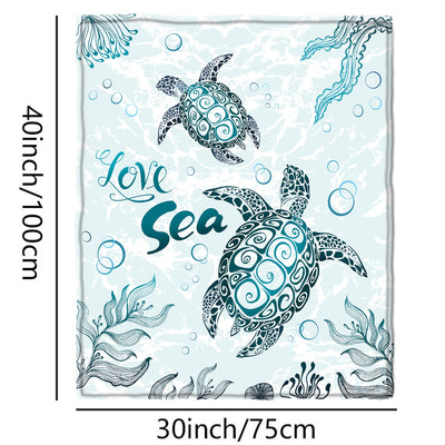 Warm and Cozy Love Sea & Turtle Design Blanket - Soft Throw for Couch, Bed, and Sofa - Perfect Birthday Gift for Ocean Animal Lovers