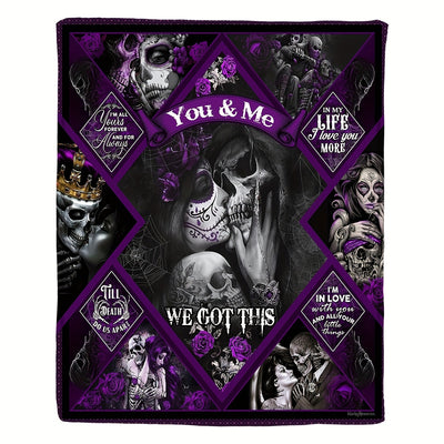 Goth Beauty Skull Pattern Flannel Blanket: The Ideal Halloween Gift for Cozy Nights