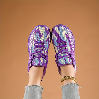 Camo Chic: Lightweight Hollow Out Sneakers for Women, Perfect for Running