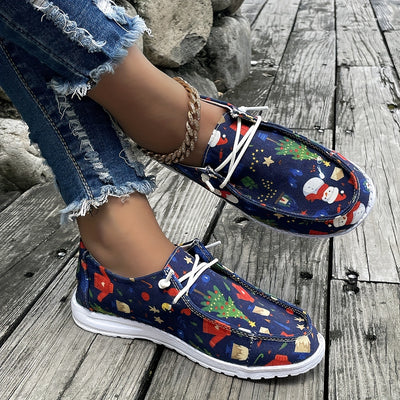 Christmas Elements Color Pattern Low-Top Sneakers: Lightweight, Non-Slip Casual Shoes