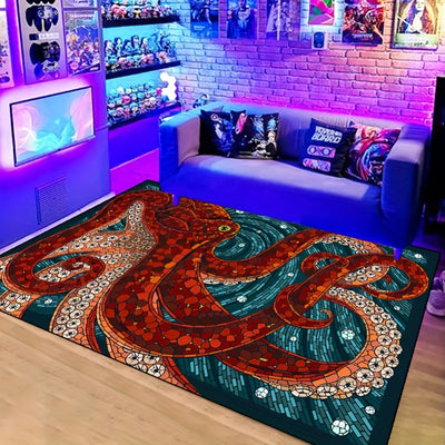 OctoRug: A Festive and Non-Slip Resistant Rug for Fall, Winter, and Halloween Décor in Various Rooms