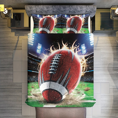 Football Frenzy: 3-Piece Duvet Cover Set for Cozy Bedrooms and Guest Rooms